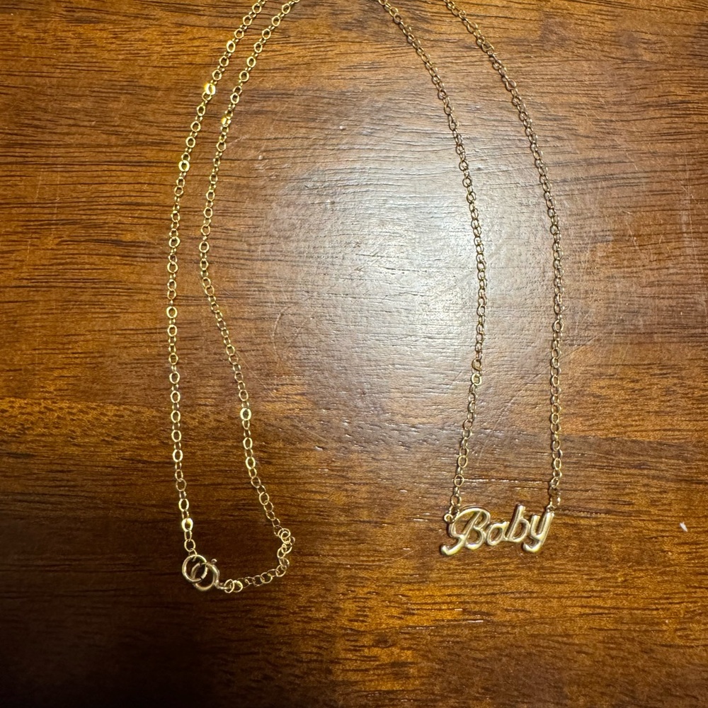 10K Solid Gold 'Baby' Necklace - Picture 4 of 4